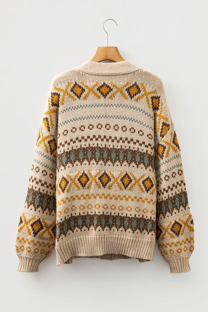 Threaded Pear Hana Pattern Knitted Cardigan Sweater