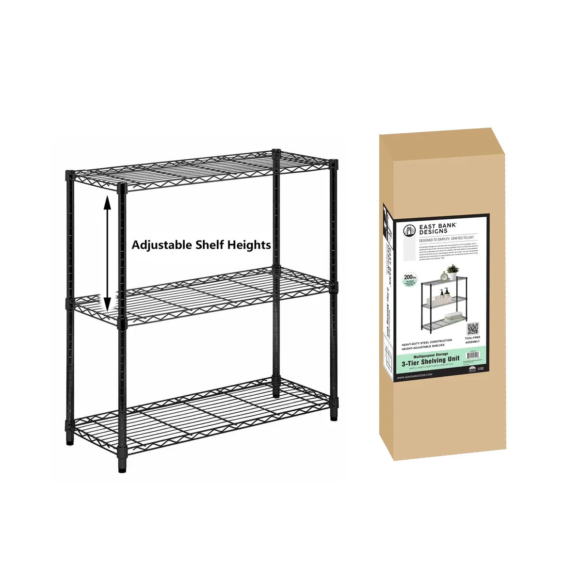 Assembled Foldable Metal Storage Shelving Unit - 3 Sizes & 2 Colors!