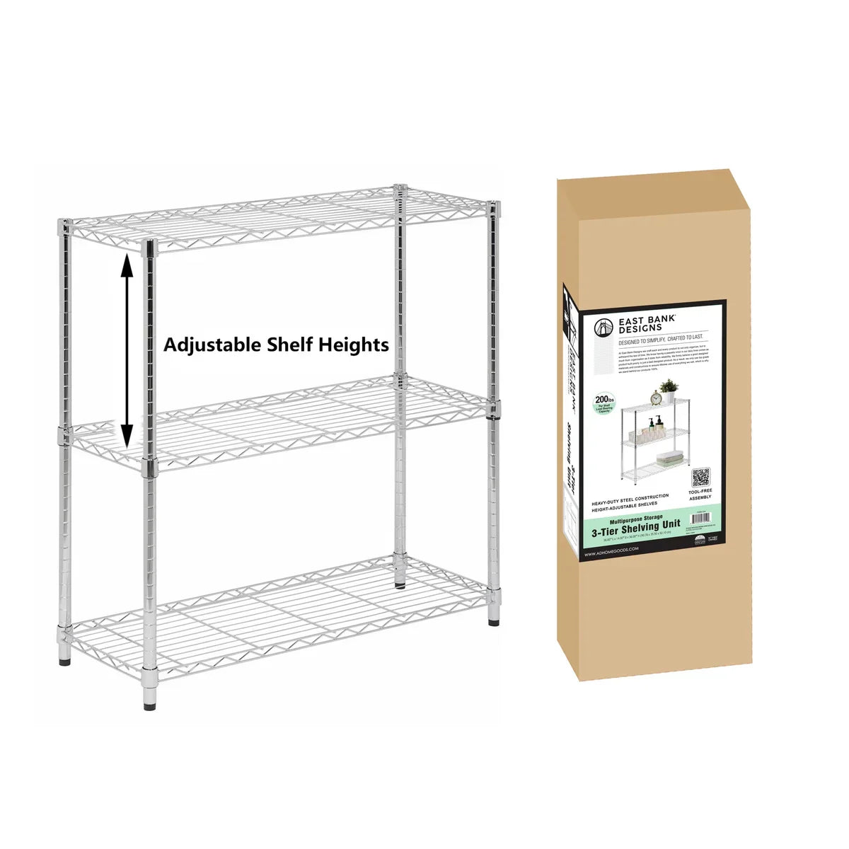 Assembled Foldable Metal Storage Shelving Unit - 3 Sizes & 2 Colors!