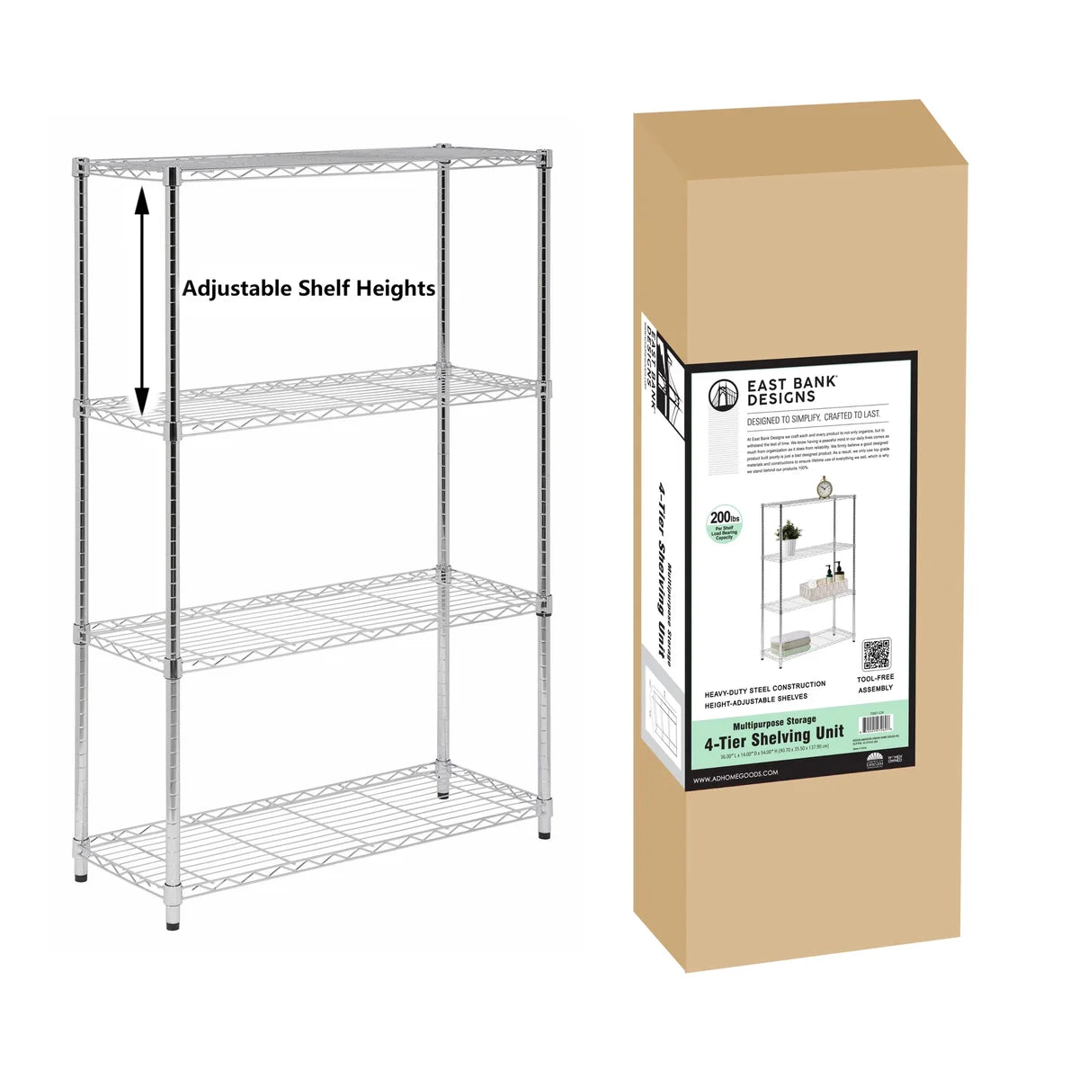 Assembled Foldable Metal Storage Shelving Unit - 3 Sizes & 2 Colors!