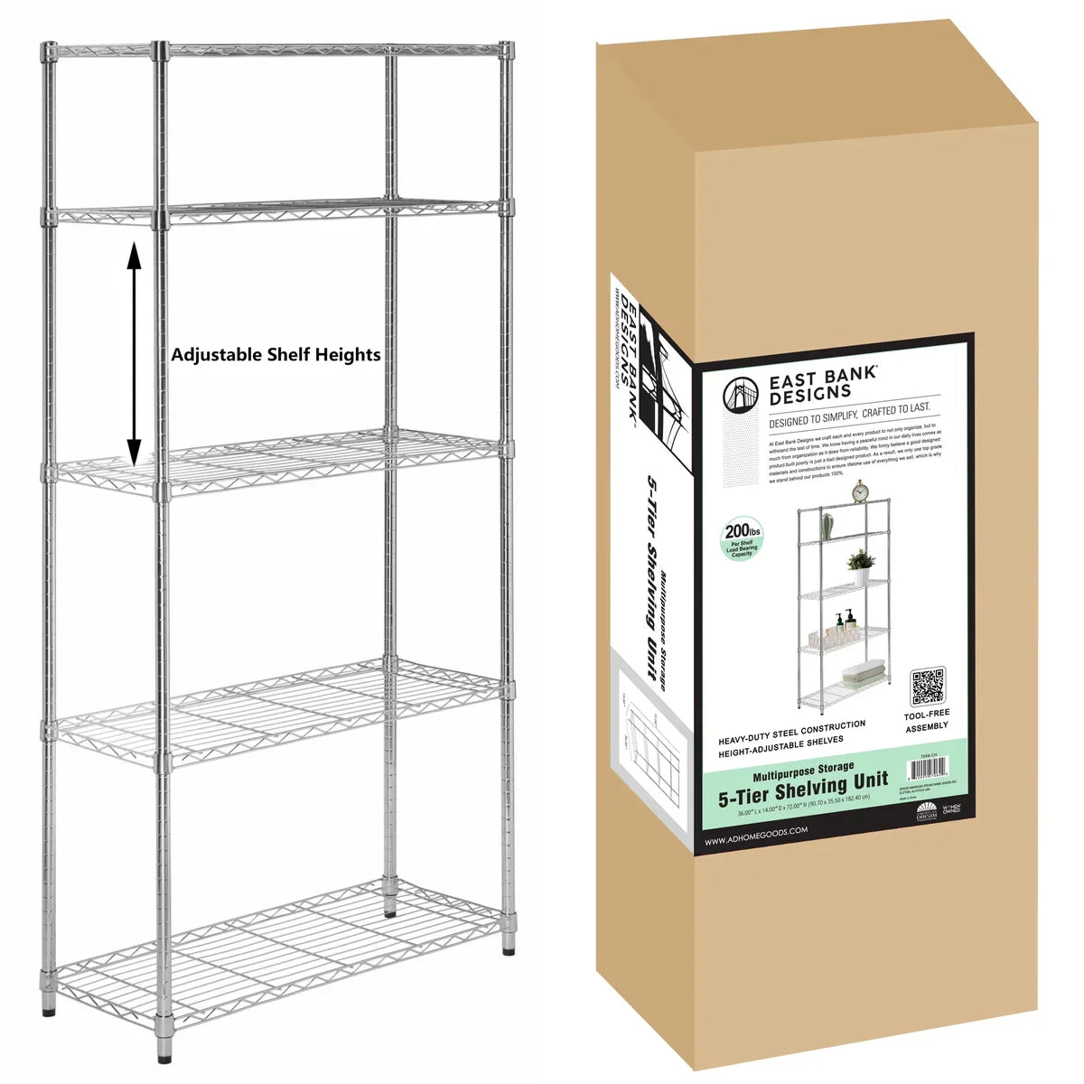 Assembled Foldable Metal Storage Shelving Unit - 3 Sizes & 2 Colors!