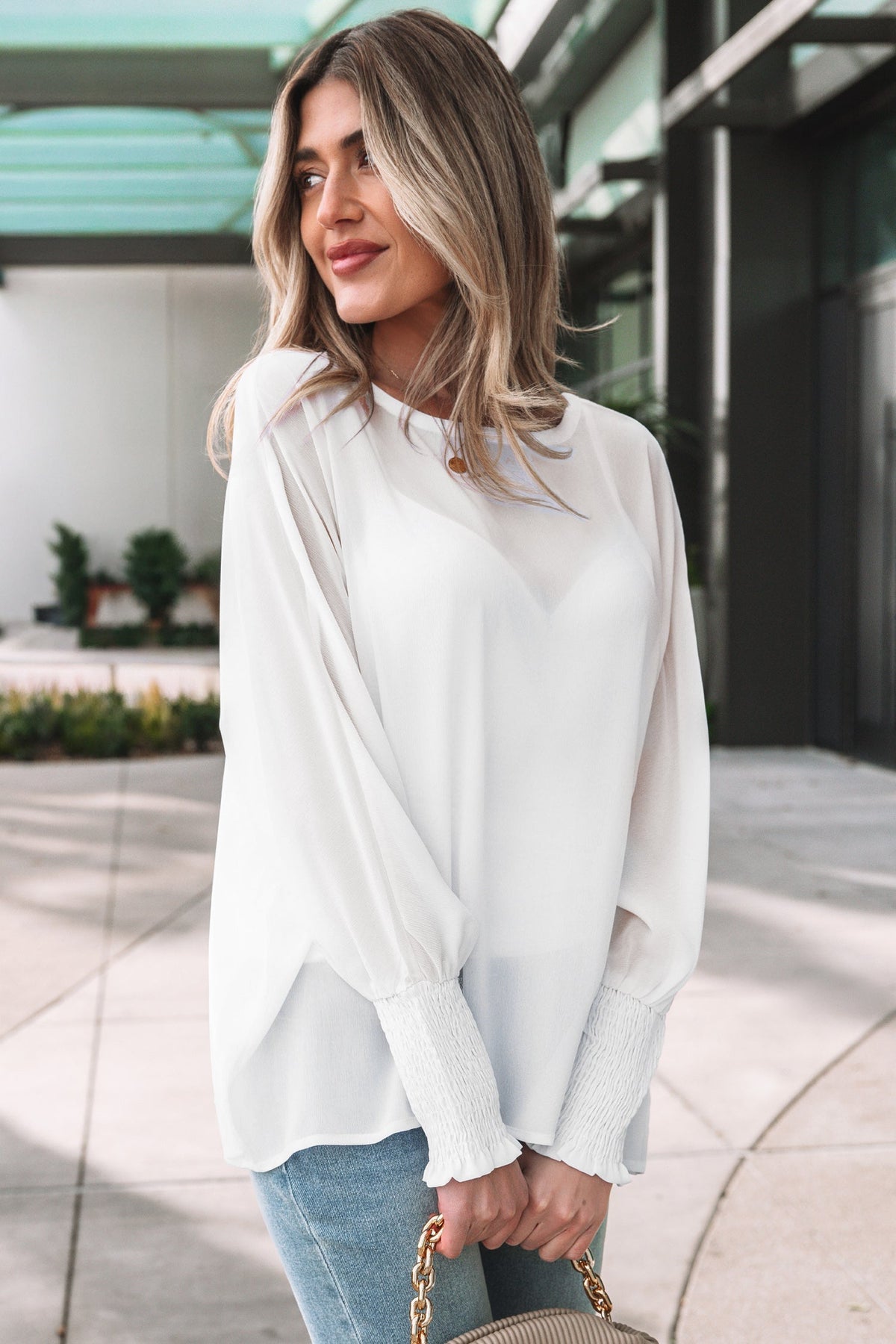 Threaded Pear Gwen Sleeve Dolman Blouse Long Sleeve Top
