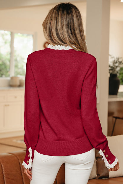 Threaded Pear Brooklynn Patchwork Cuffs Loose Sweater