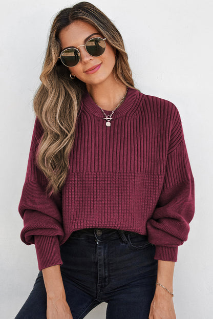Threaded Pear Julietta Mixed Textured Knitted Sweater