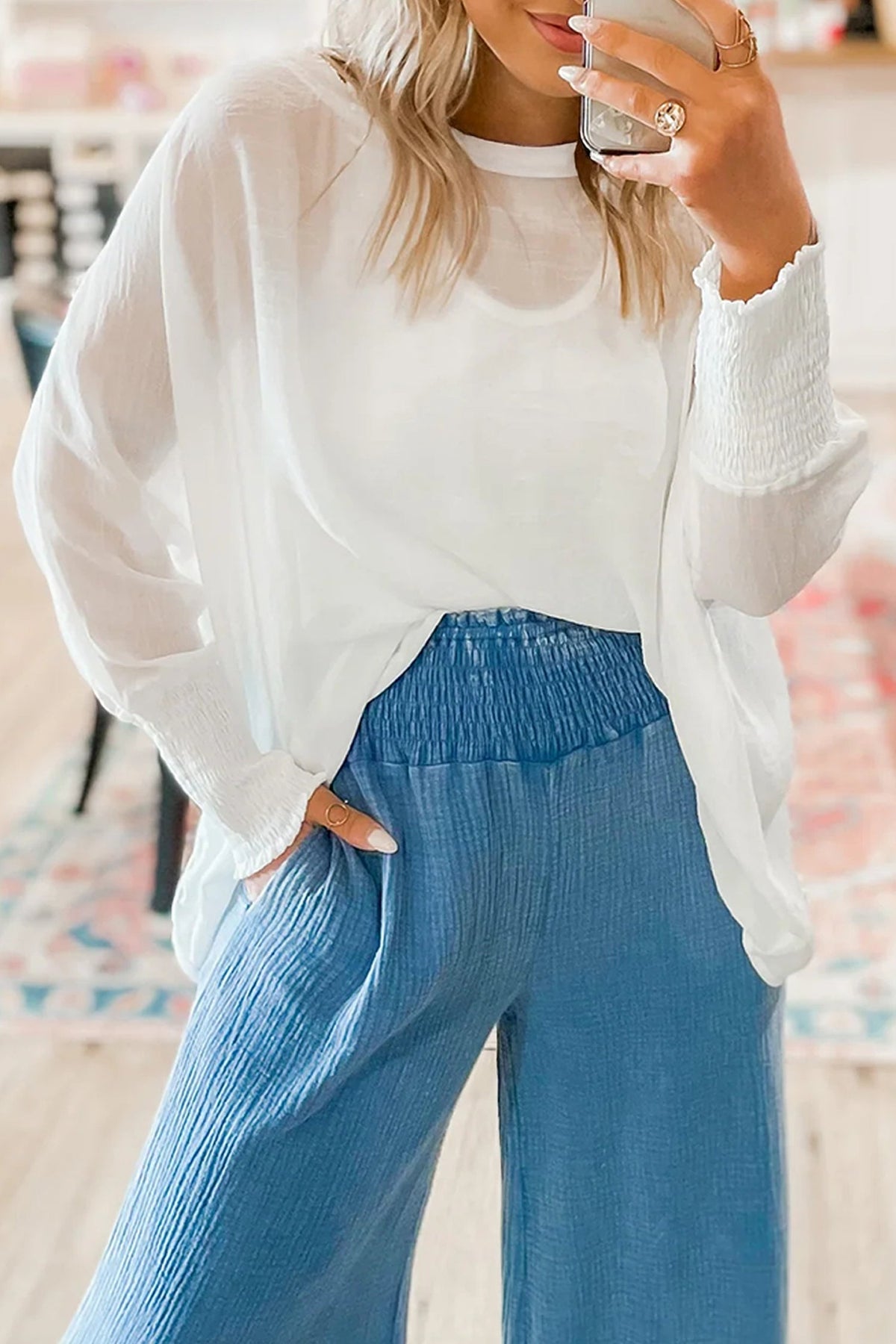 Threaded Pear Gwen Sleeve Dolman Blouse Long Sleeve Top