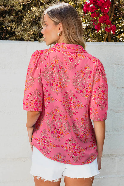 Threaded Pear Josephine Floral Wide Short Sleeve Loose Top