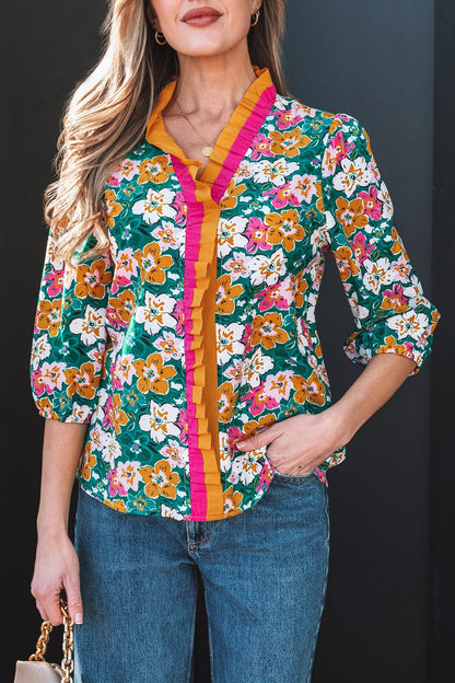 Threaded Pear Meadow 3 4 Sleeve Blouse