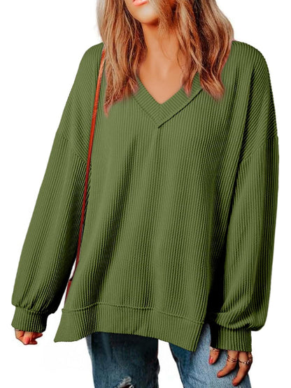 ✨Womens Long Sleeve  Casual V Neck Oversized Tee T-Shirts Tops