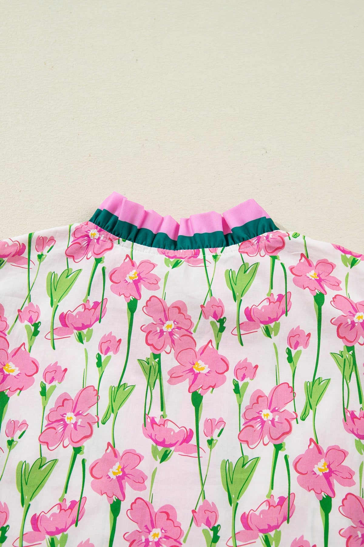 Threaded Pear Elyse Ruffled Short Sleeve Blouse