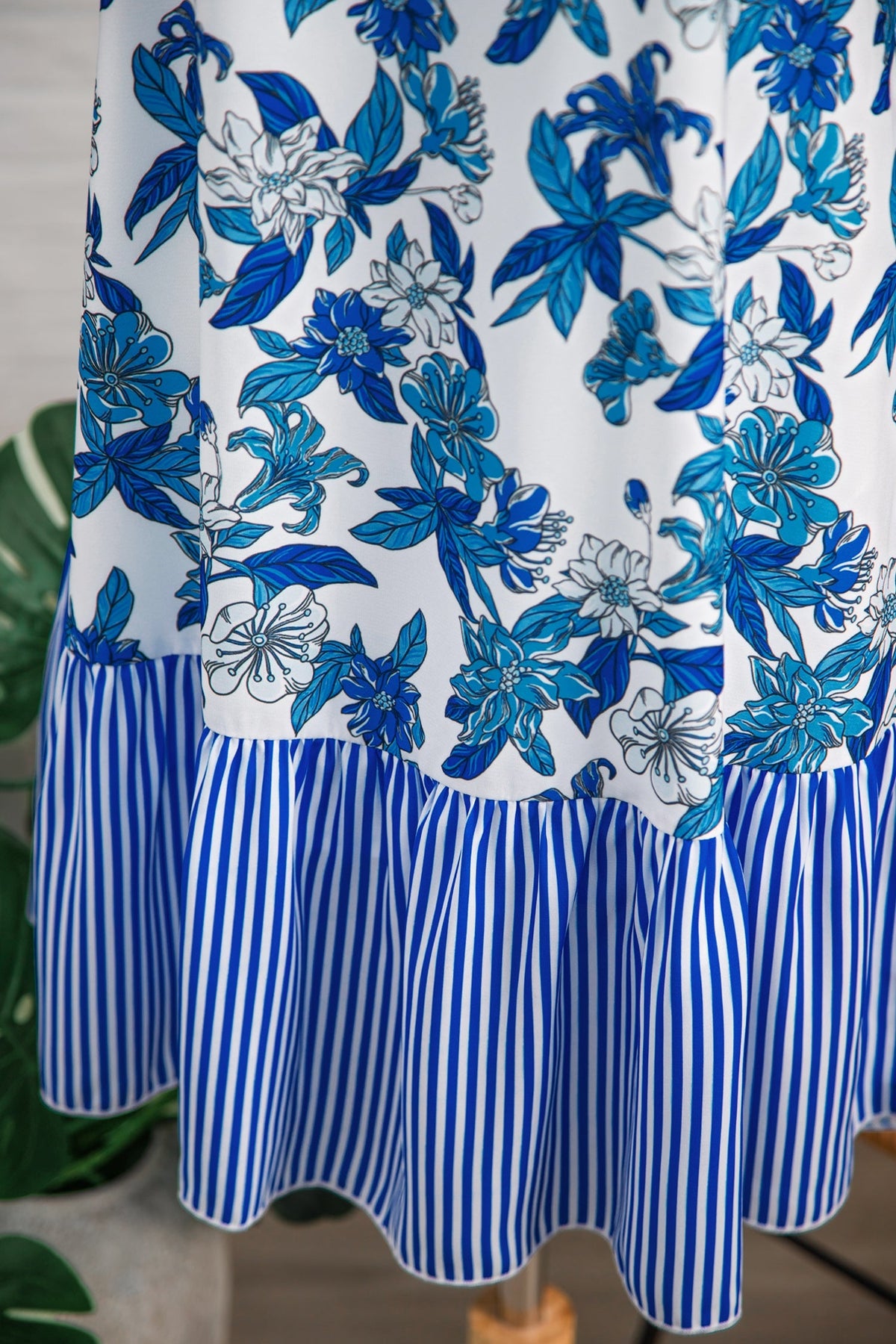 Threaded Pear Dior Ruffle Hem Patchwork Dress