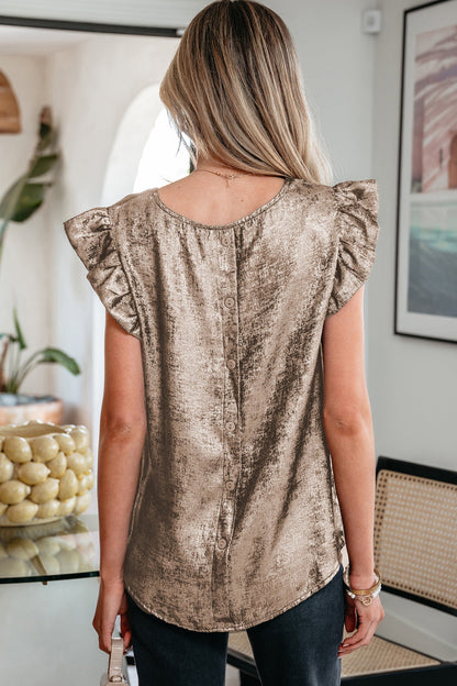Threaded Pear Parker Ruffle Trim Sleeveless Top