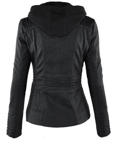 Women's Hooded Leather Jacket