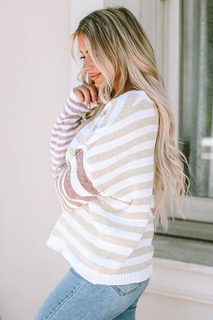 Threaded Pear Magnolia Stripe Slouchy Sweater