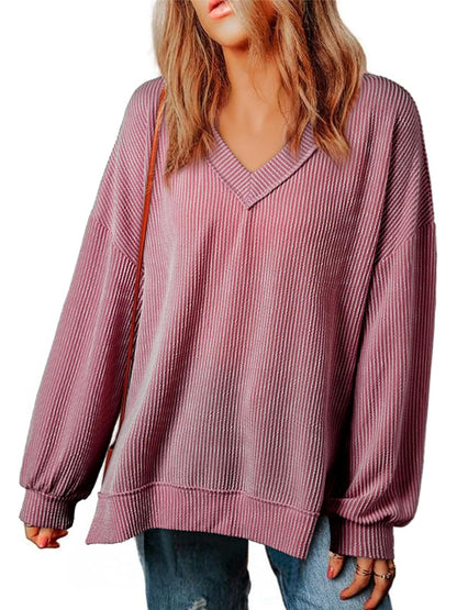 ✨Womens Long Sleeve  Casual V Neck Oversized Tee T-Shirts Tops