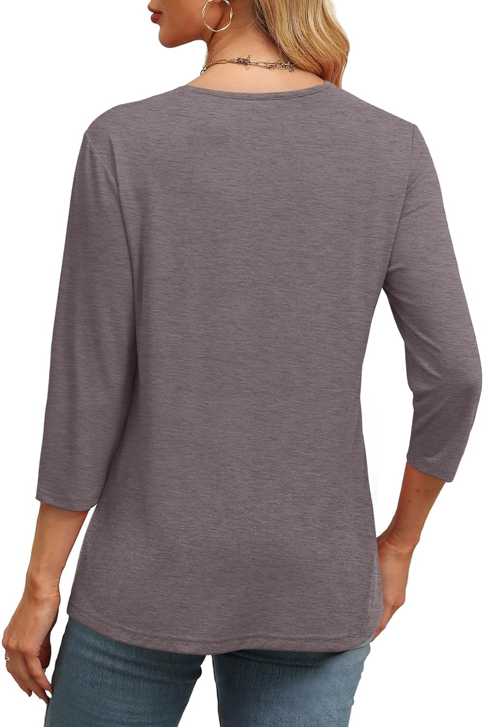 ✨Women's Trendy V Neck 3/4 Long Sleeve Tops Loose Fit Blouse