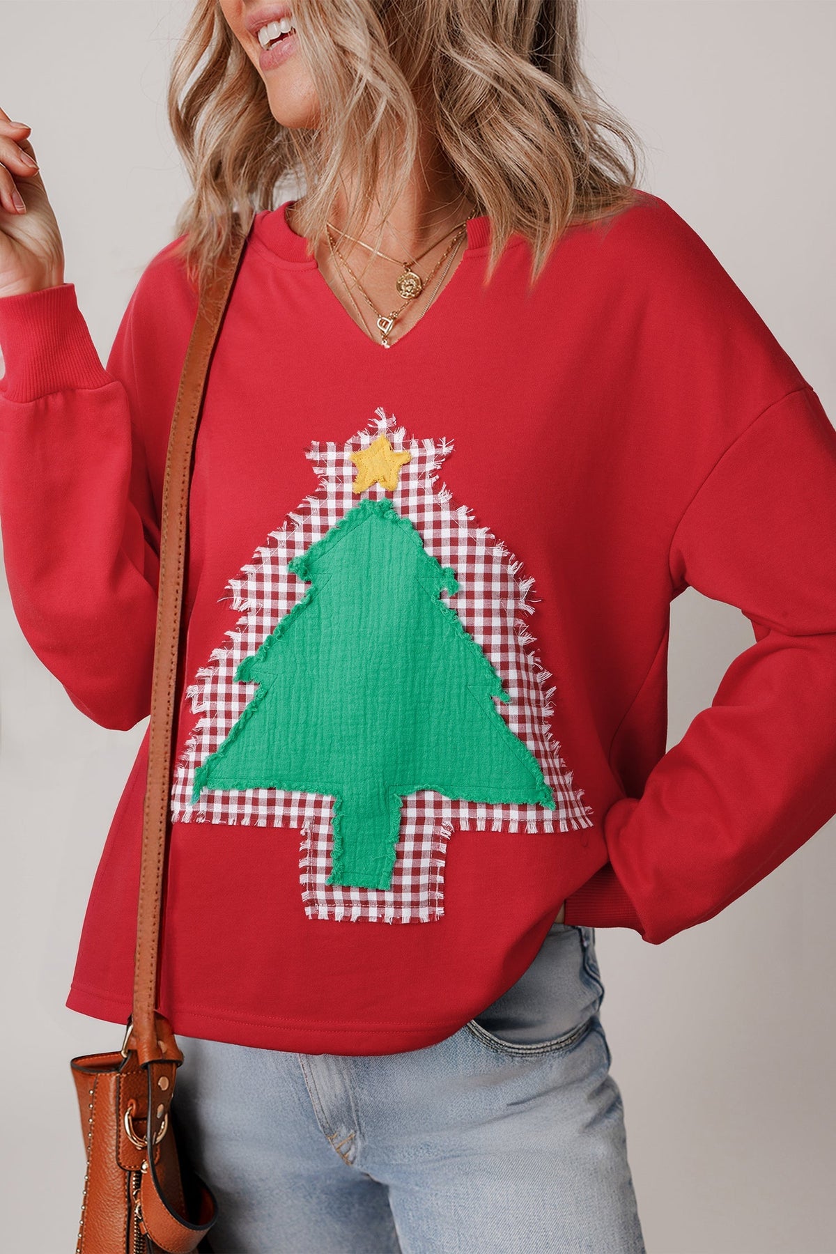 Threaded Pear Taraette Patched Drop Shoulder Sweatshirt