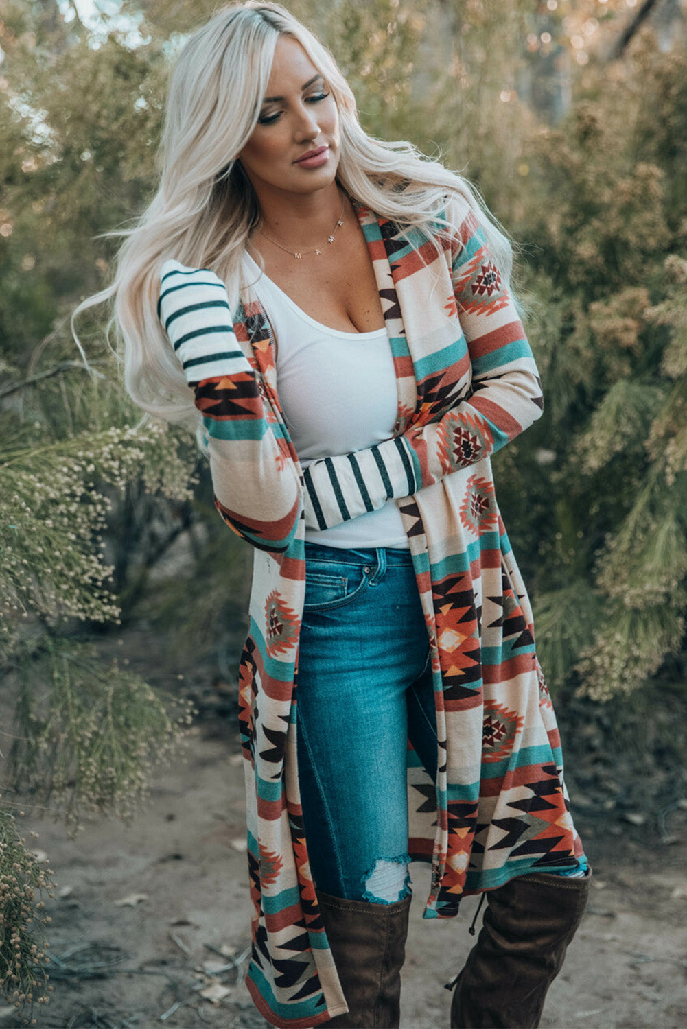 Threaded Pear Paris Open Front Long Cardigan