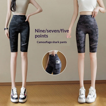 Camouflage Shark Slim-Fit Yoga Pants for Women – Multi-Length Camo Leggings