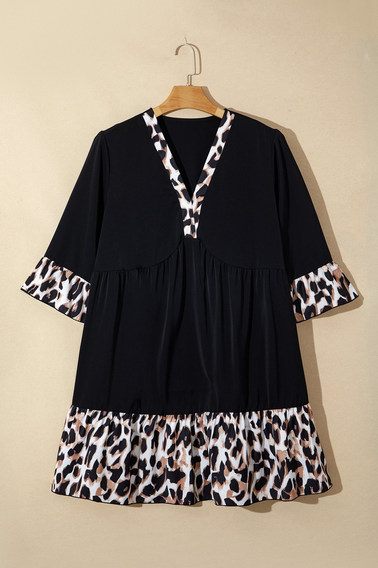 Threaded Pear Sage Ruffle Hem Mini PLUS Dress