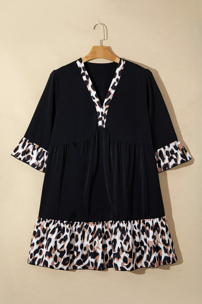 Threaded Pear Sage Ruffle Hem Mini PLUS Dress