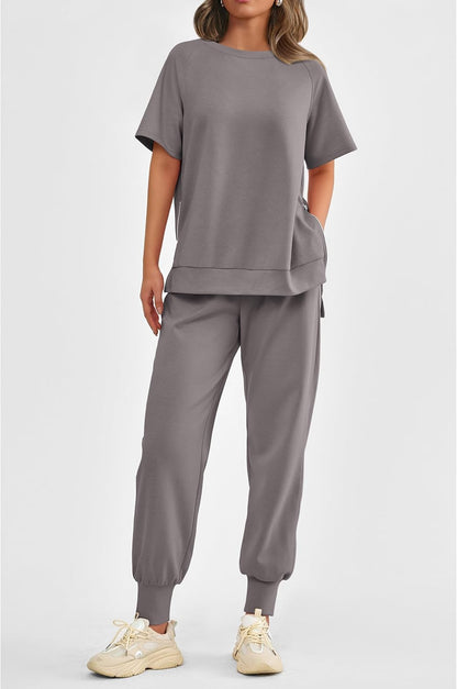 ✨Women's  2 Piece Outfit Tracksuits Casual Tops High Waisted Sweatpants Set