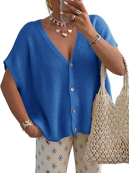 Women's V-Neck Batwing Sleeve Knit Cardigan