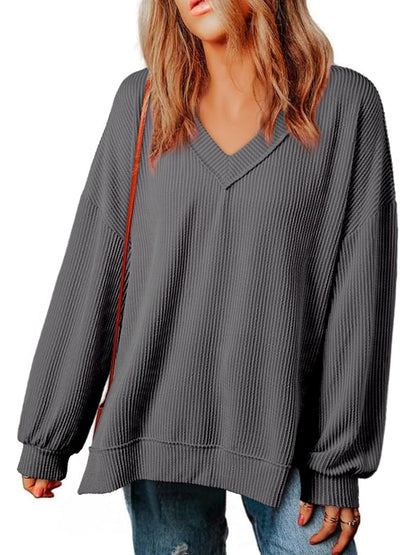 ✨Womens Long Sleeve  Casual V Neck Oversized Tee T-Shirts Tops
