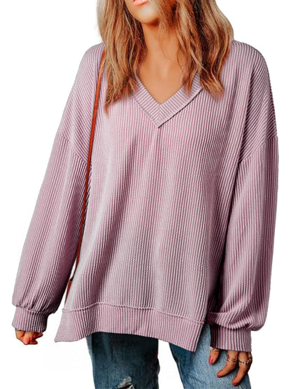 ✨Womens Long Sleeve  Casual V Neck Oversized Tee T-Shirts Tops