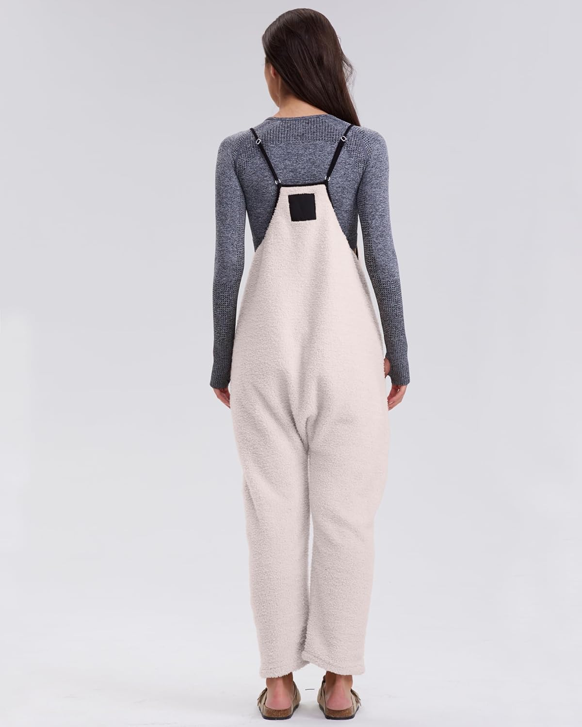 ✨Womens Fleece Overalls Loose Fit Adjustable Strap Jumpsuits Warm Fashion Work Outfits