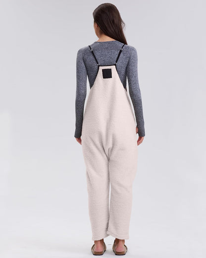 ✨Womens Fleece Overalls Loose Fit Adjustable Strap Jumpsuits Warm Fashion Work Outfits