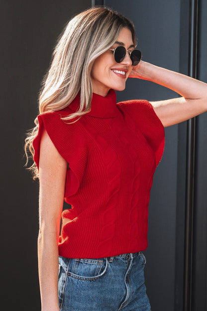 Threaded Pear Alessia Ruffled Short Sleeve Sweater