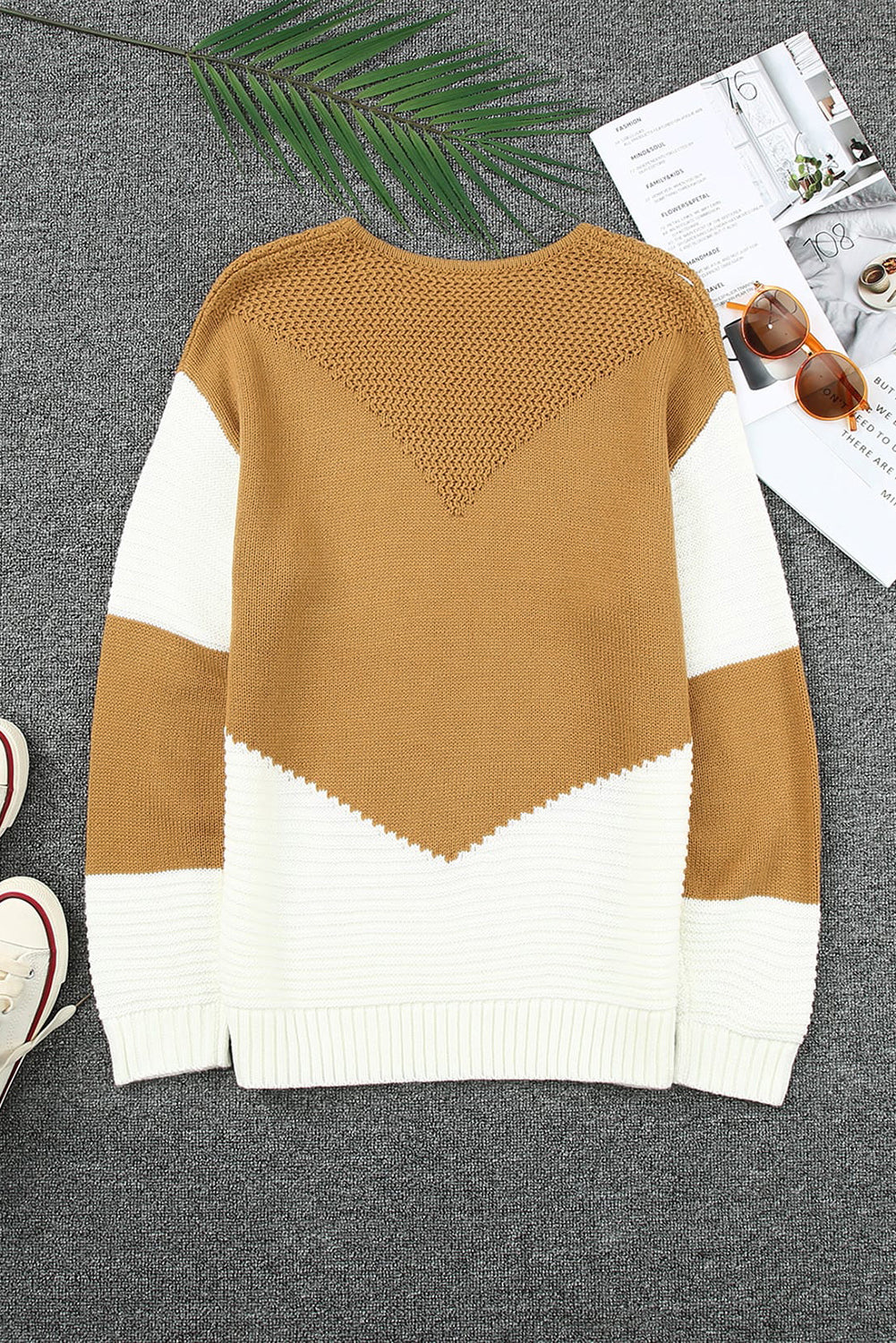 Threaded Pear Avery tone Chevron Pullover Sweater