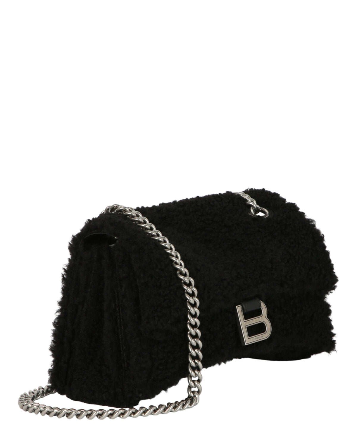 Balenciaga Crush Small Chain Bag With Faux Shearling