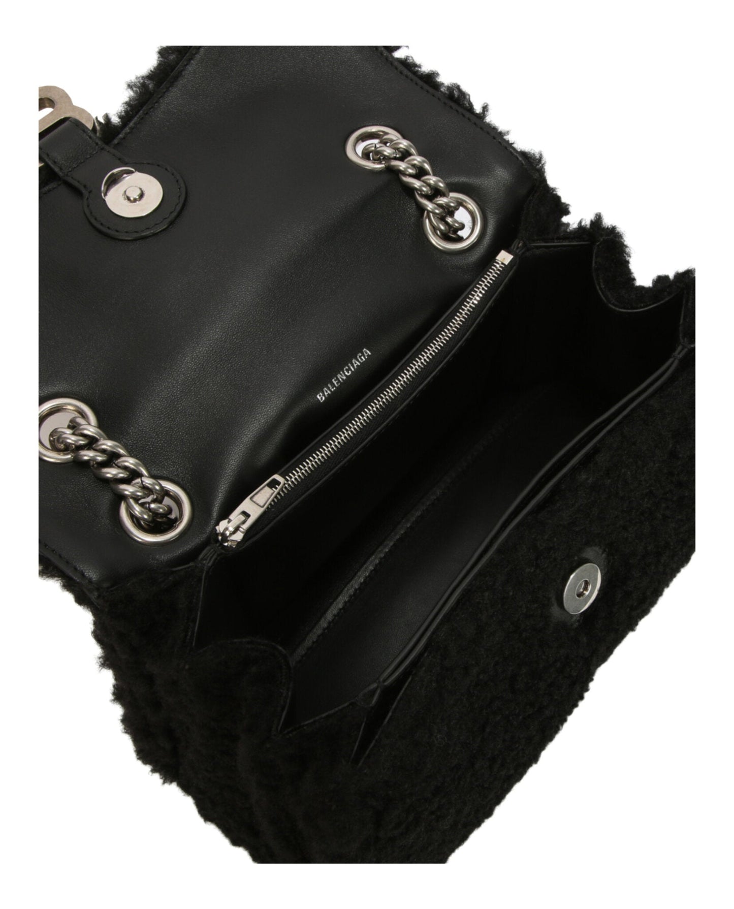 Balenciaga Crush Small Chain Bag With Faux Shearling