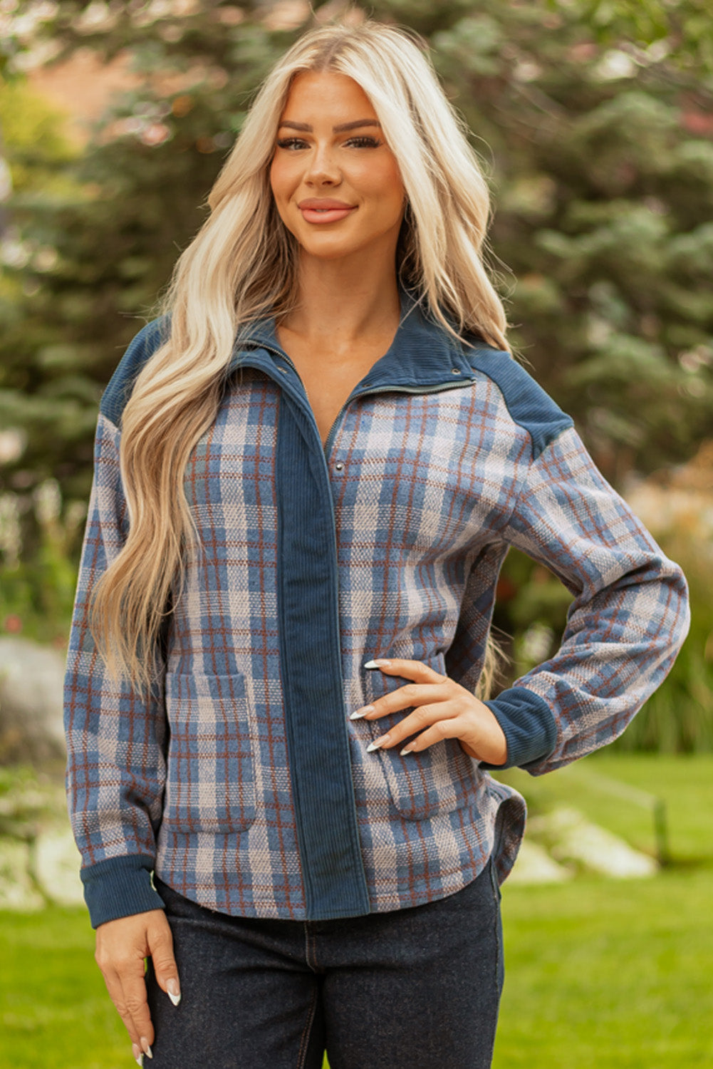 Threaded Pear Latara Zip Up Snap Jacket