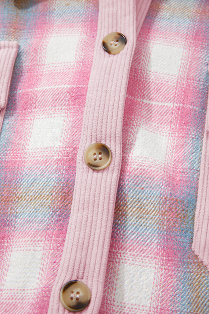 Threaded Pear Sophia Corduroy Flap Patchwork Shacket