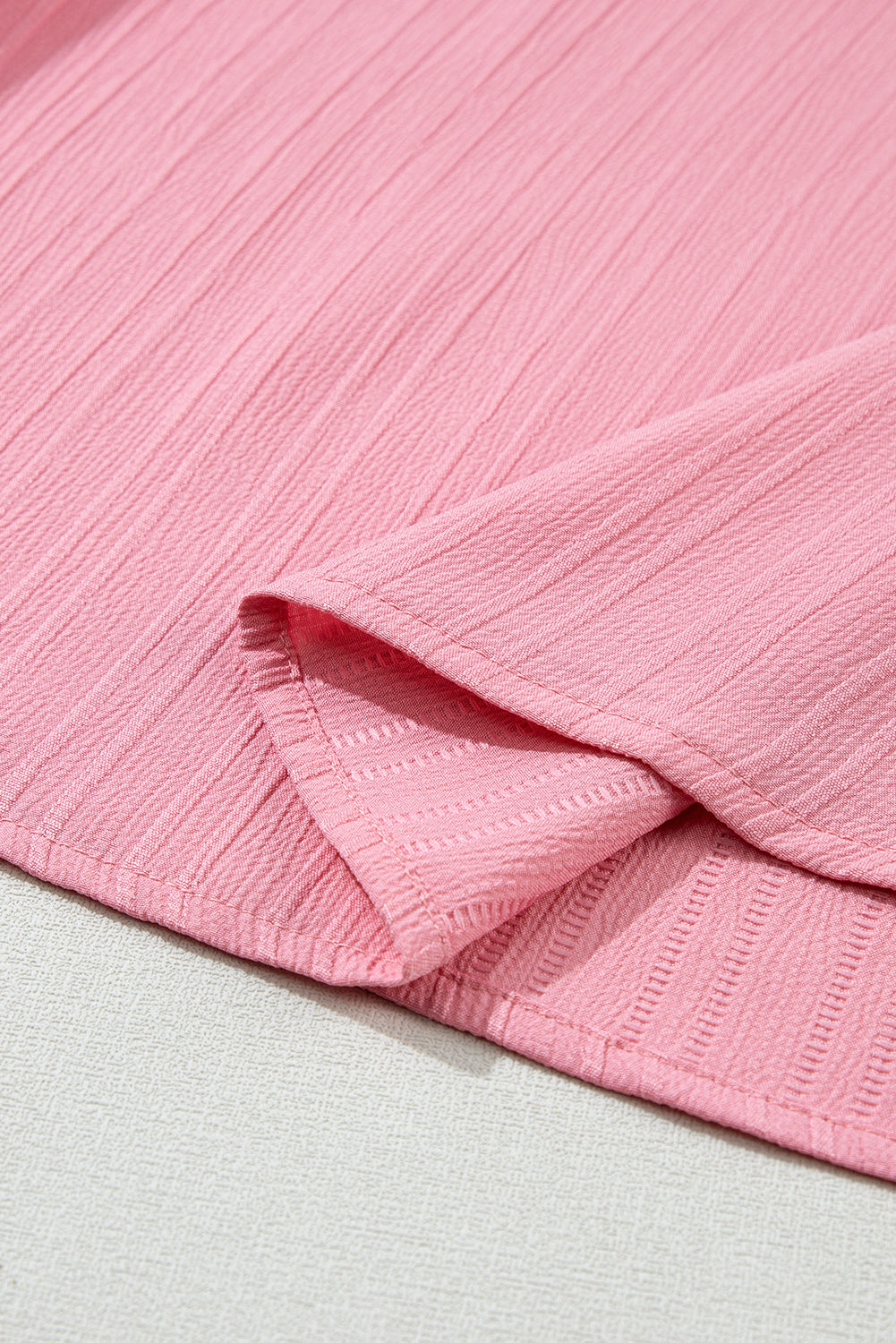 Threaded Pear Capri Ruffled Half Sleeve V Neck Textured Top.