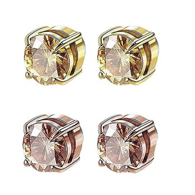Unisex Zircon Stud Earrings | Magnetic Non-Piercing Ear Clips | Luxury Sparkle Zirconia Magnet Earrings for Men & Women | Trendy Minimalist Clip-on Studs | 2026 High-Fashion No-Hole Jewelry