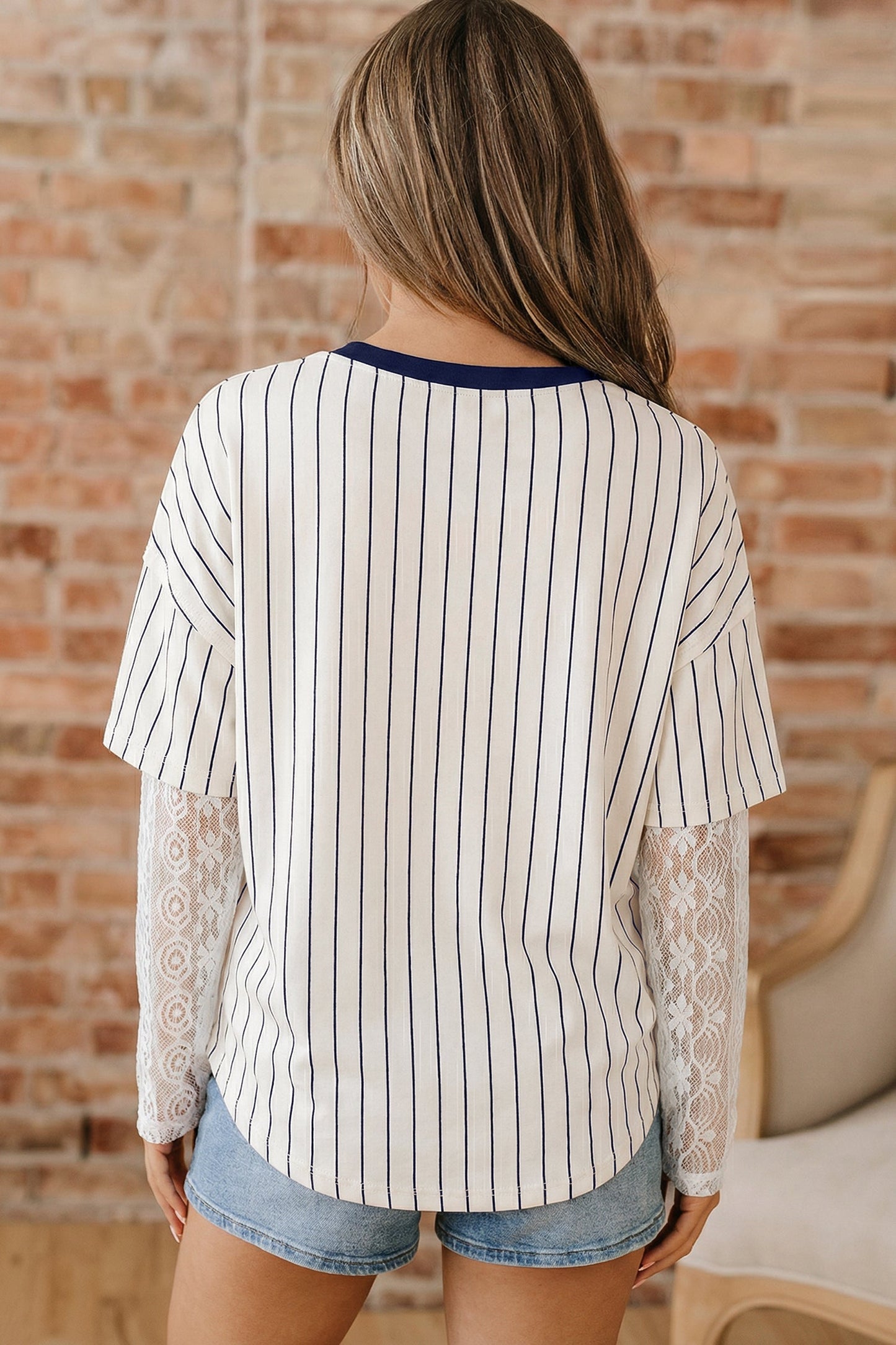 Threaded Pear Holly Faux Two Piece Top