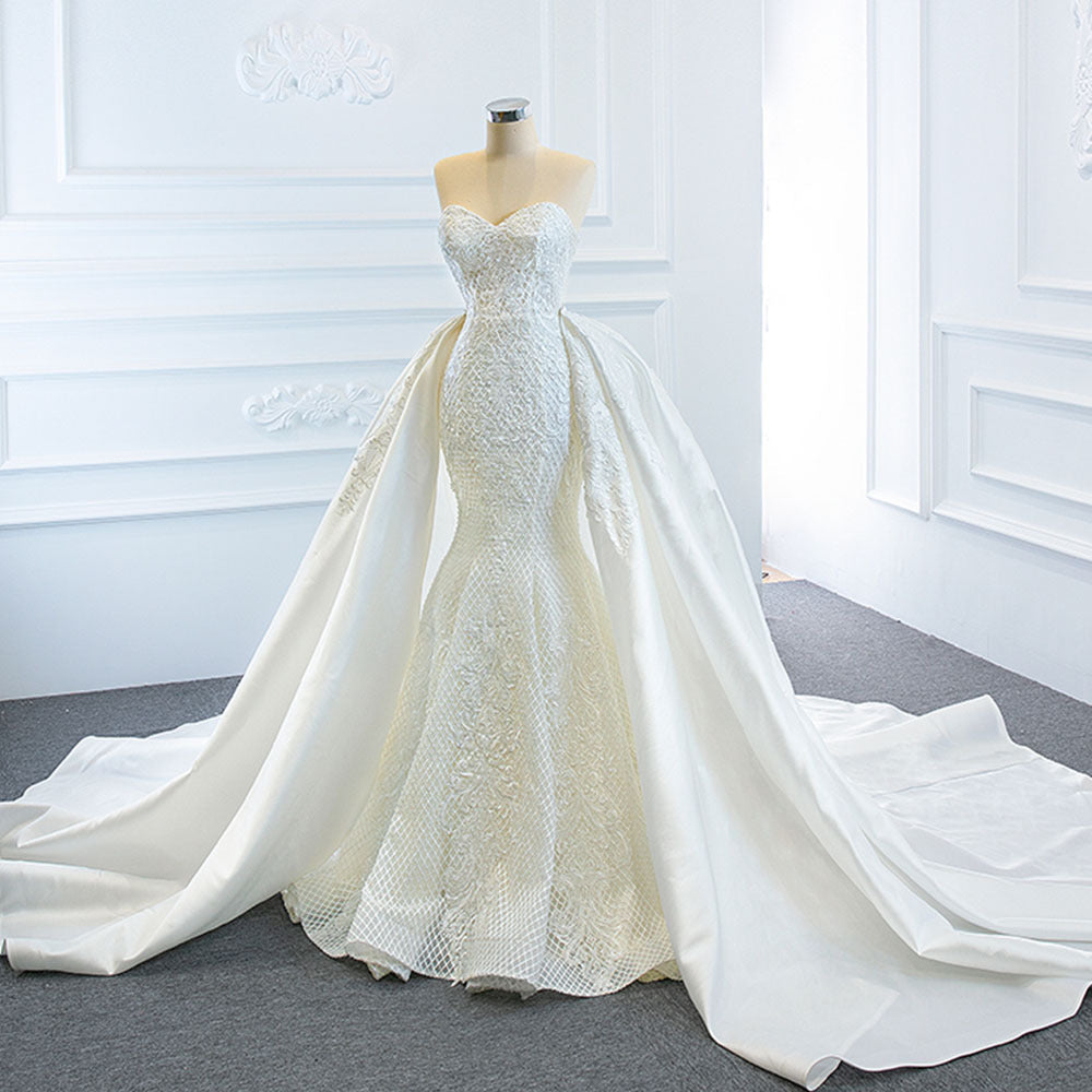 Luxury Two-Way Fishtail Wedding Dress | Elegant Tube Top Dreamy Bridal Gown | Versatile Detachable Tail Wedding Dress | Temperament-Boosting Slim Fit Bridal Wear | 2026 High-Fashion Dreamy Fishtail Marriage Gown