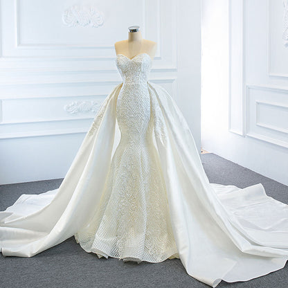 Luxury Two-Way Fishtail Wedding Dress | Elegant Tube Top Dreamy Bridal Gown | Versatile Detachable Tail Wedding Dress | Temperament-Boosting Slim Fit Bridal Wear | 2026 High-Fashion Dreamy Fishtail Marriage Gown