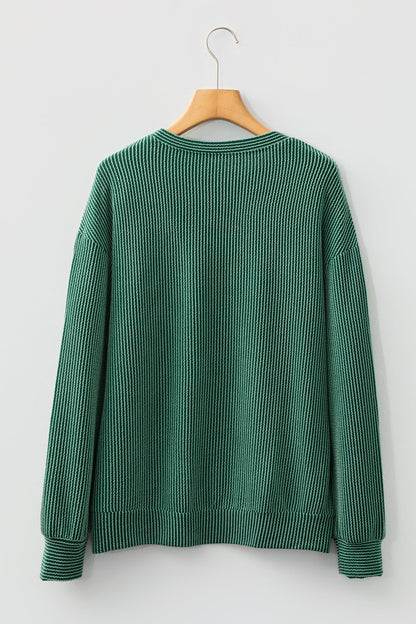 Threaded Pear Ximena Letter Graphic Loose Long Sleeve Top