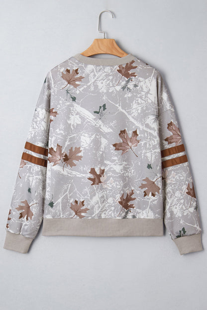 Threaded Pear Salem Striped Sleeve Casual Sweatshirt