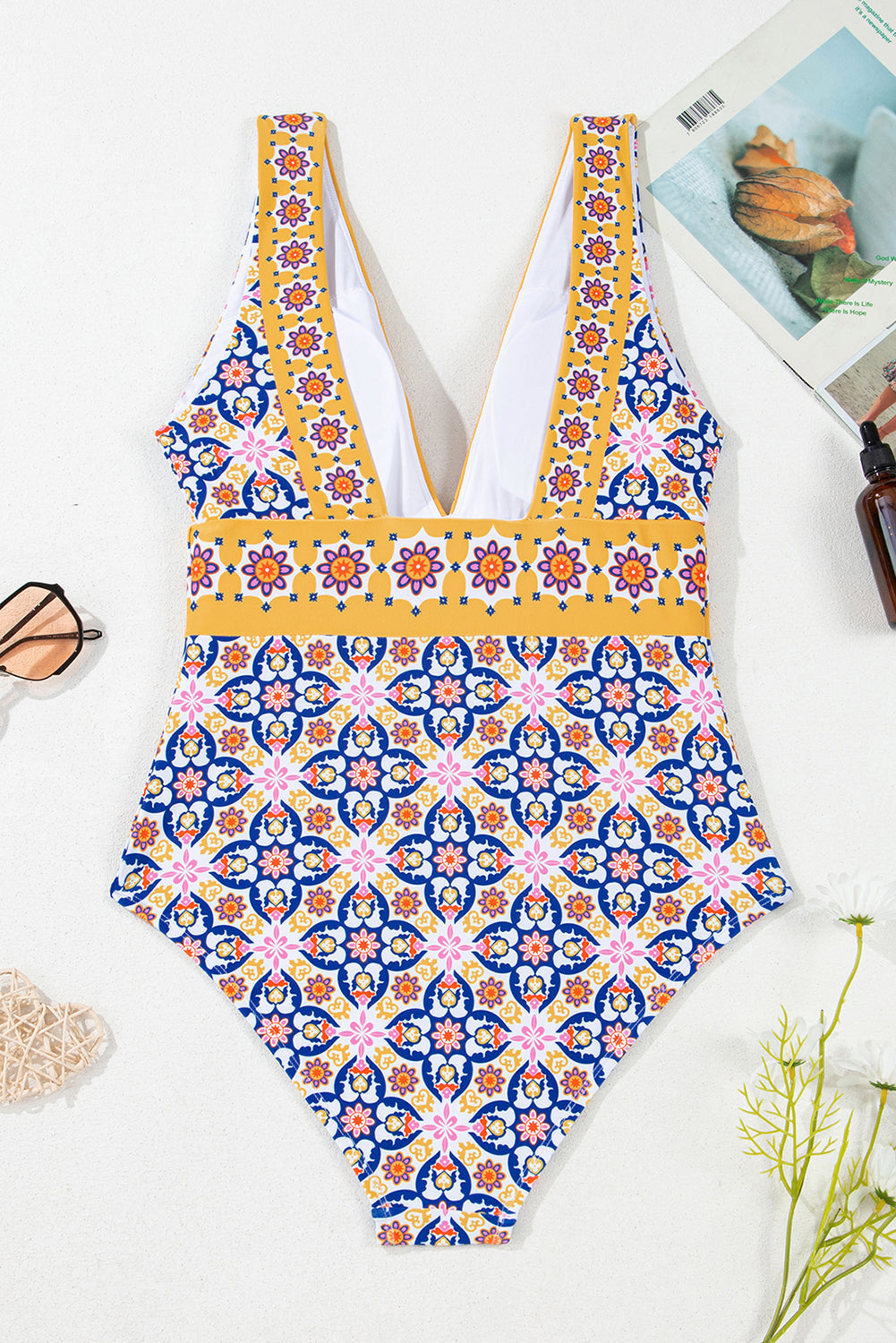 Threaded Pear Briar Print One Piece Swimsuit