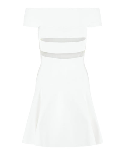 Alexander McQueen Off-the-Shoulder Sliced Mini Dress
