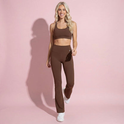 Anna-Kaci Women's High-Waist Flared Leggings with Stretch Fabric and Contoured Fit