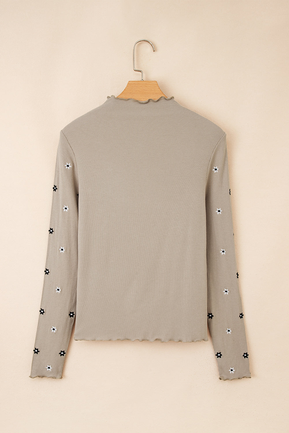 Threaded Pear Genesis Embroidered Detail Ribbed Long Sleeve Top