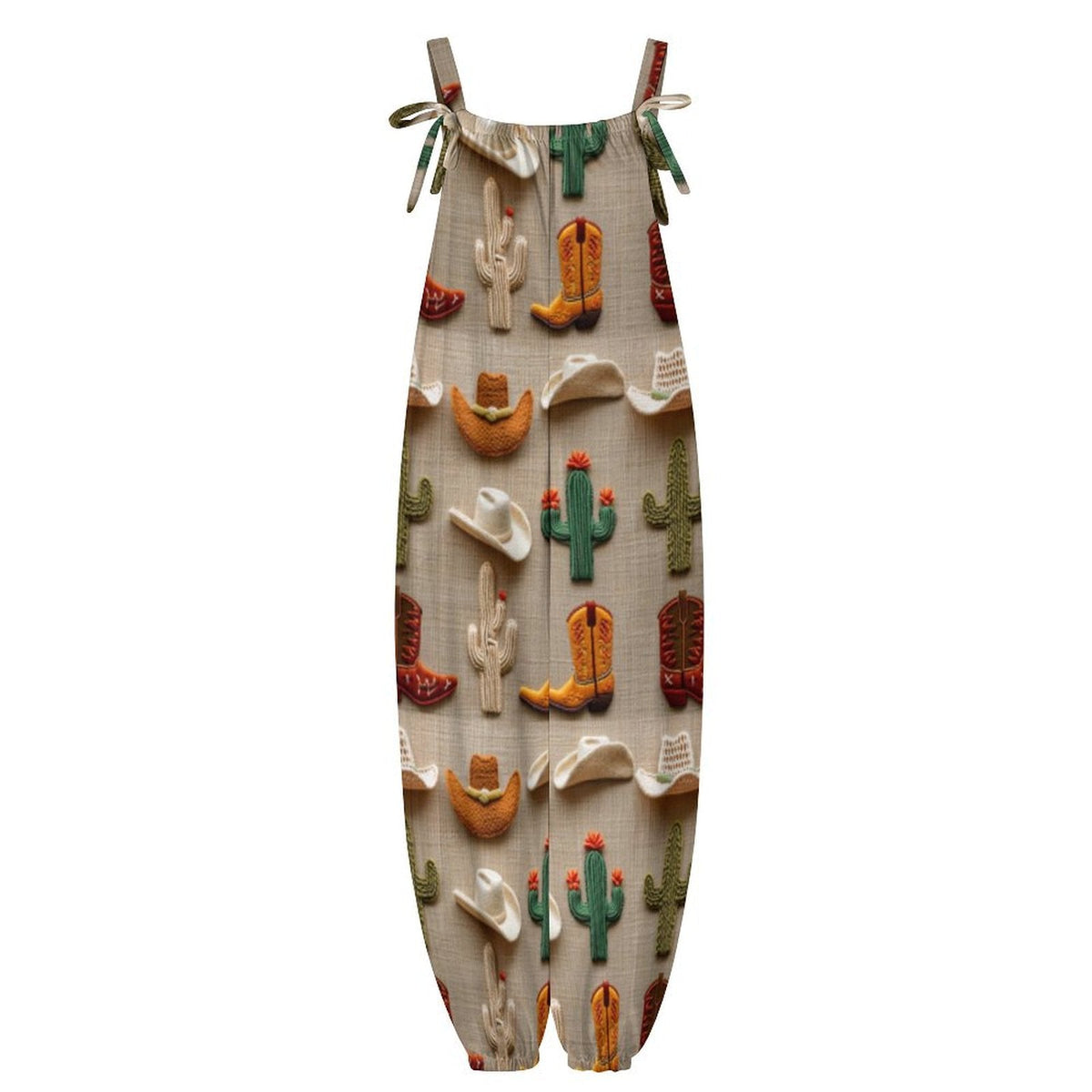 Cactus Boots Hat Western Overalls Jumpsuit