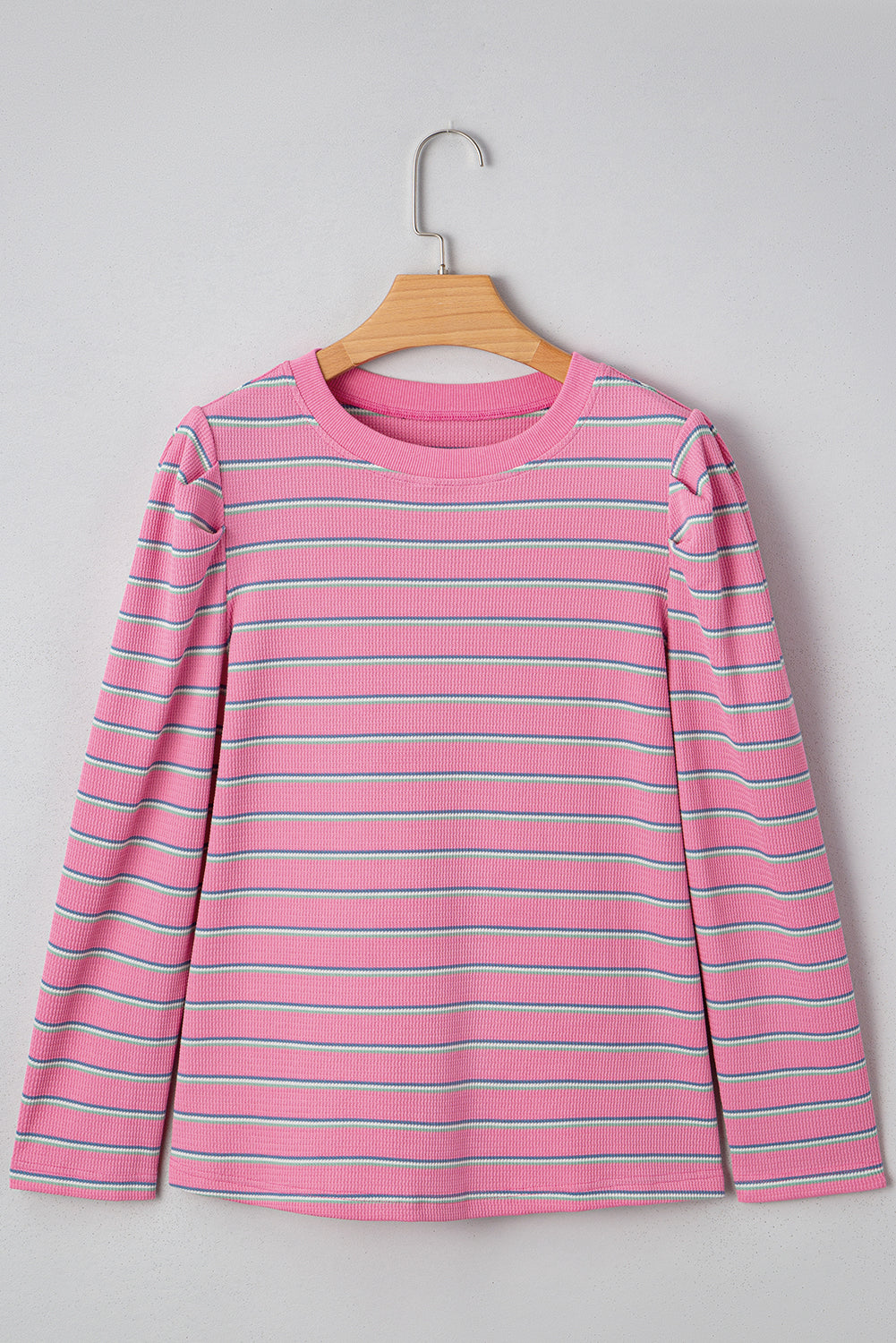 Threaded Pear Giana Stripe Textured Knit Long Sleeve Top