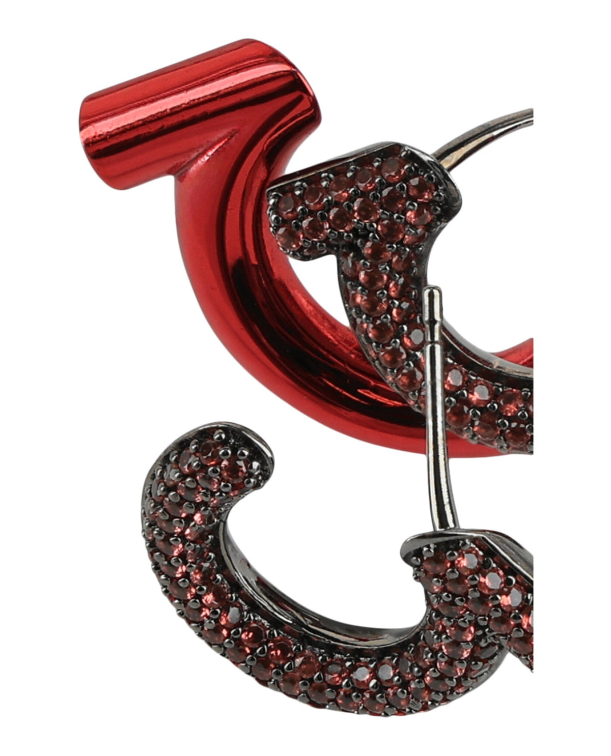 Ferragamo Crystal-Embellished Gancini Half-Hoop Earrings